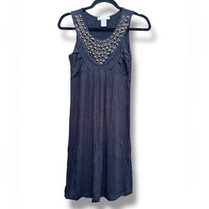 Design History Black Midi Dress with Embellished Neckline XS